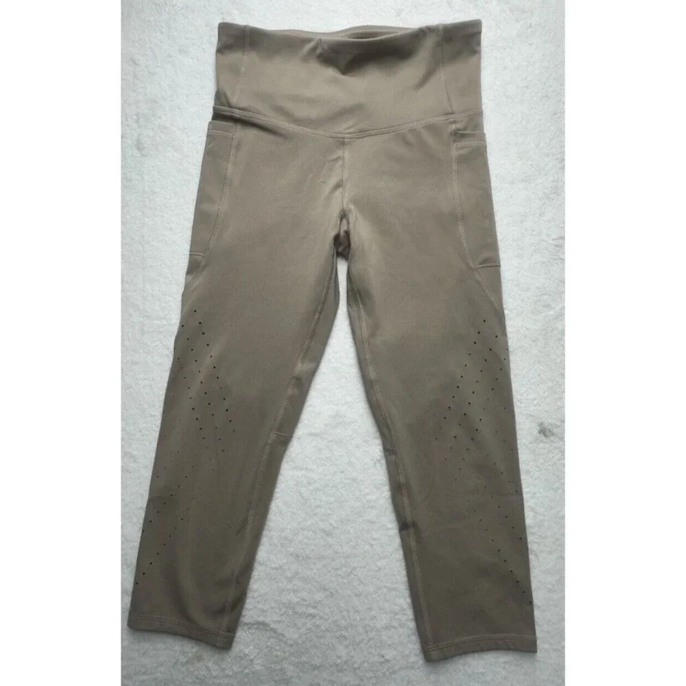 Champion Capri Leggings Women's S Tan Cropped‎ Stretch Elastic Waist Activewear